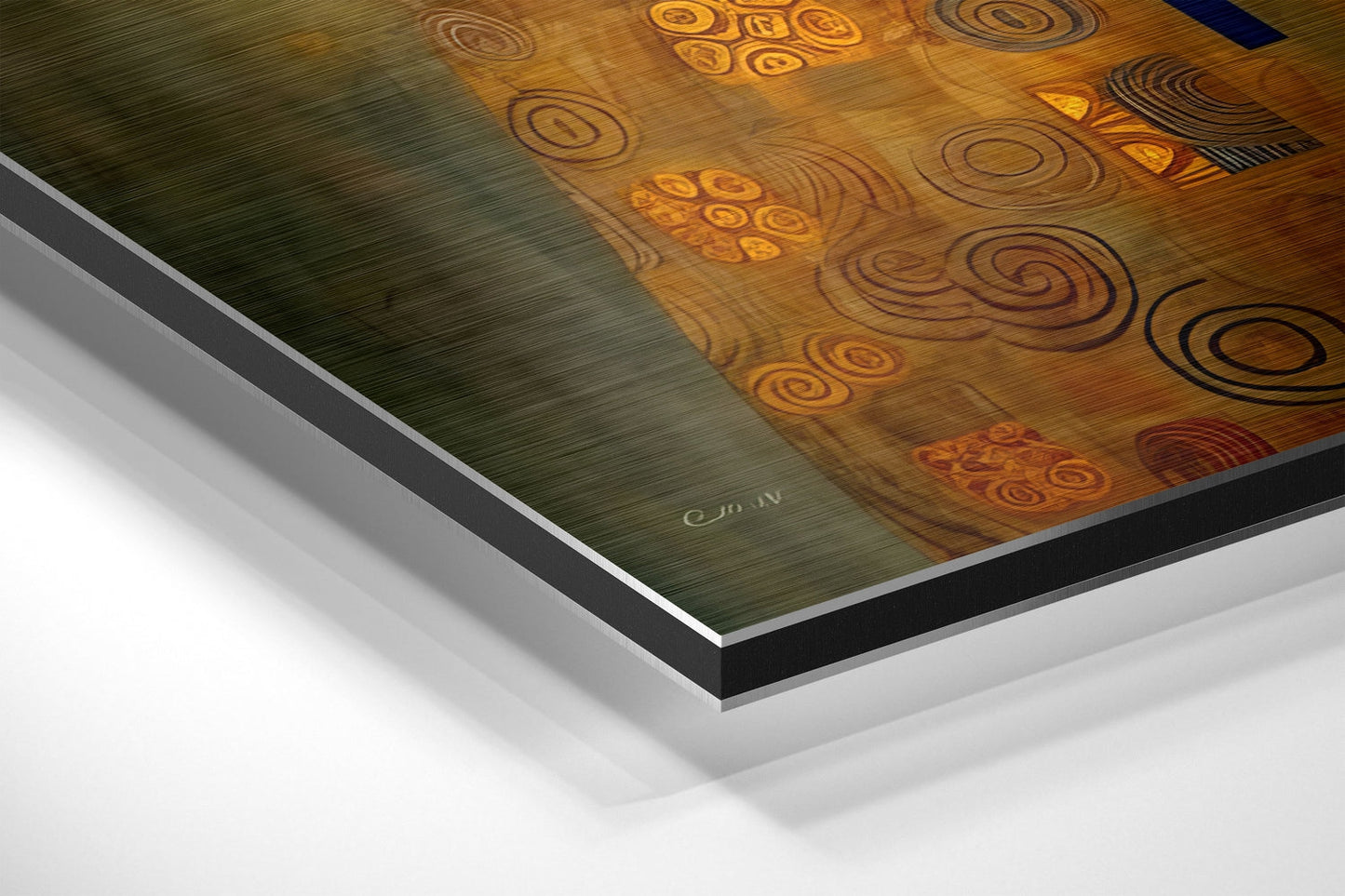 Klimt Golden Mosaic Lady Portrait Brushed Aluminum Dibond Wall Art