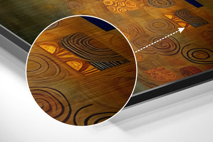 Klimt Golden Mosaic Lady Portrait Brushed Aluminum Dibond Wall Art