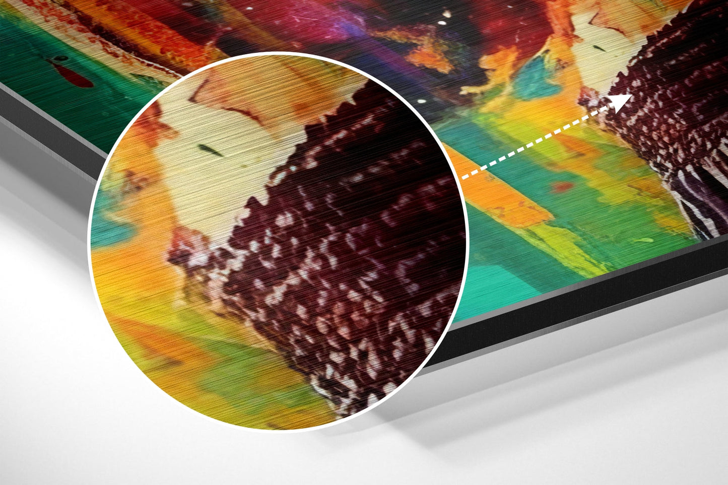 Rainbow Rain Bare Fist Boxer Profile Brushed Aluminum Dibond Wall Art