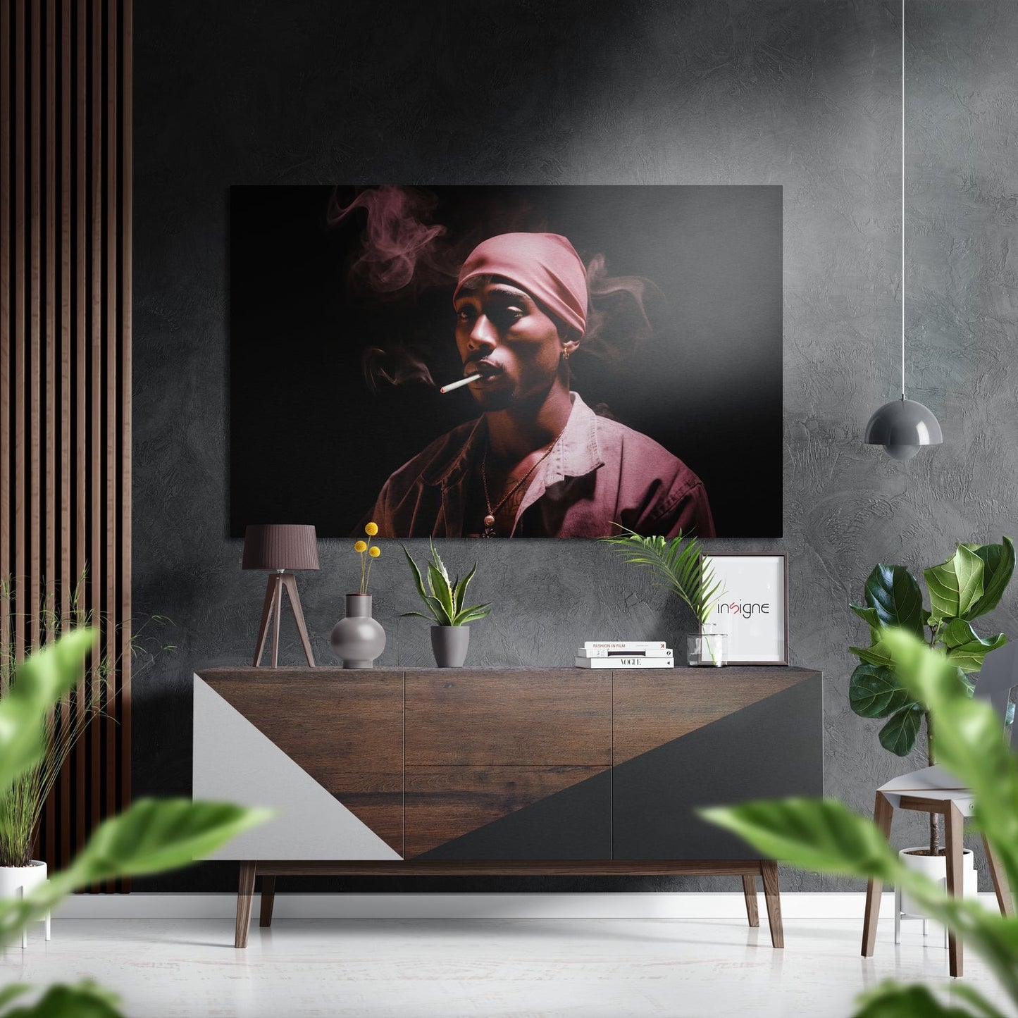 Pink Bandana Smoking Rapper Brushed Aluminum Dibond Wall Art