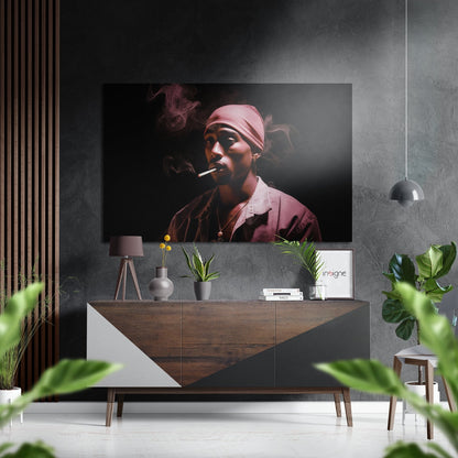 Pink Bandana Smoking Rapper Brushed Aluminum Dibond Wall Art