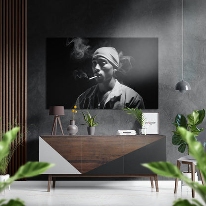 Monochrome Bandana Cigarette Rapper Brushed Aluminum Dibond Wall Art