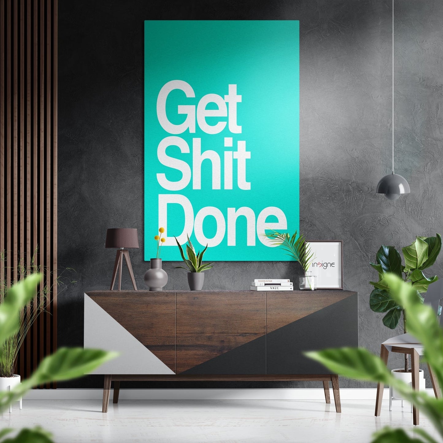 Teal Bold Get Shit Done Brushed Aluminum Dibond Wall Art