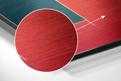 Red and Teal Color Block Rectangles Brushed Aluminum Dibond Wall Art