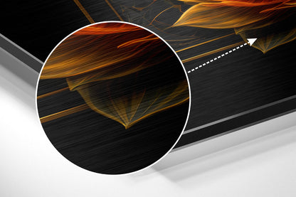 Twin Orange Lotus Gold Triangle Brushed Aluminum Dibond Wall Art