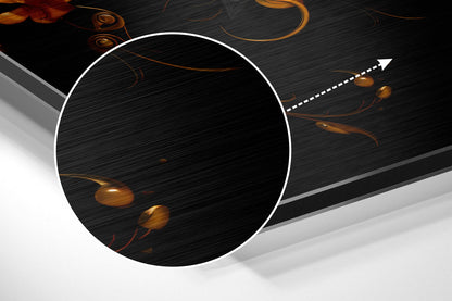 Orange And Grey Ornate Lotus Bloom Brushed Aluminum Dibond Wall Art
