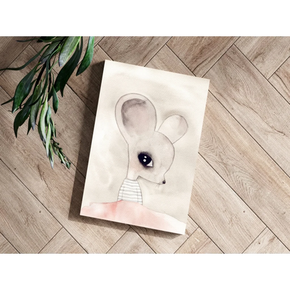 Adorable watercolor mouse with big eyes on sleek aluminum print