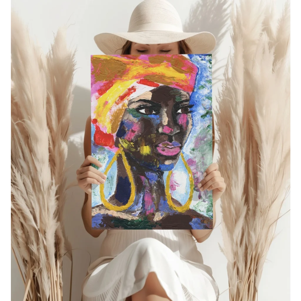 Bold Abstract Portrait Woman Insigne Aluminum Prints | Contemporary Home Wall Art | vintageantiquesgifts.com