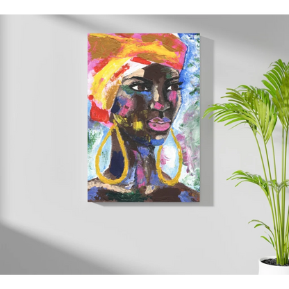 Vibrant abstract portrait of woman on Insigne aluminum print with bold colors