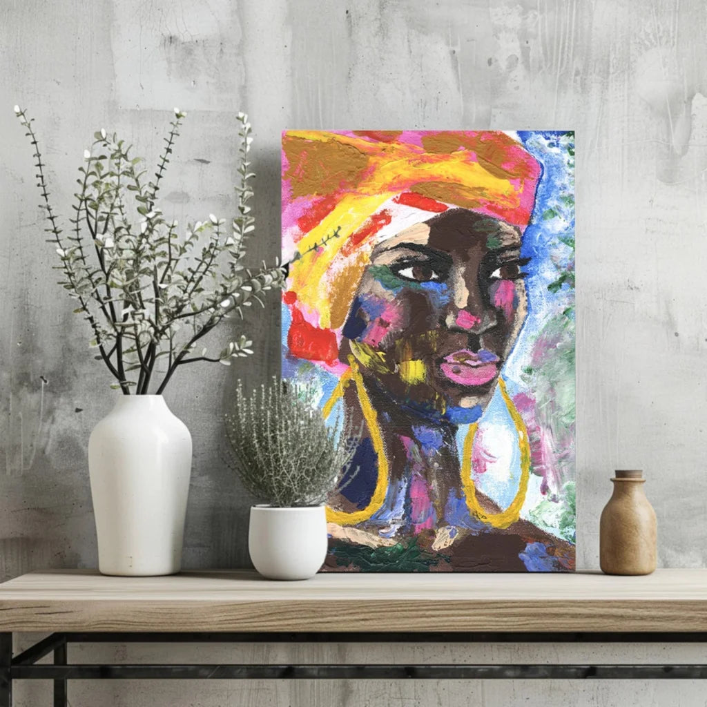 Bold Abstract Portrait Woman Insigne Aluminum Prints | Glass Wall Art Print | vintageantiquesgifts.com