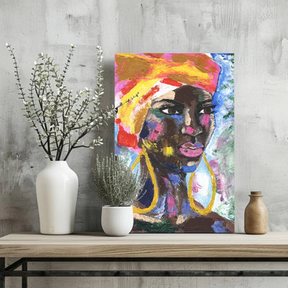 Bold Abstract Portrait Woman Insigne Aluminum Prints | Glass Wall Art Print | vintageantiquesgifts.com
