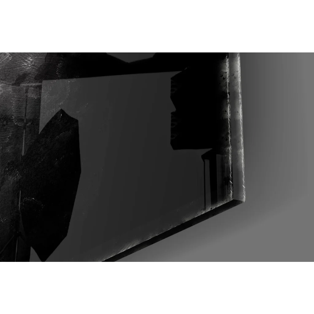 Sleek dark gray glass wall art mirror with reflective edges