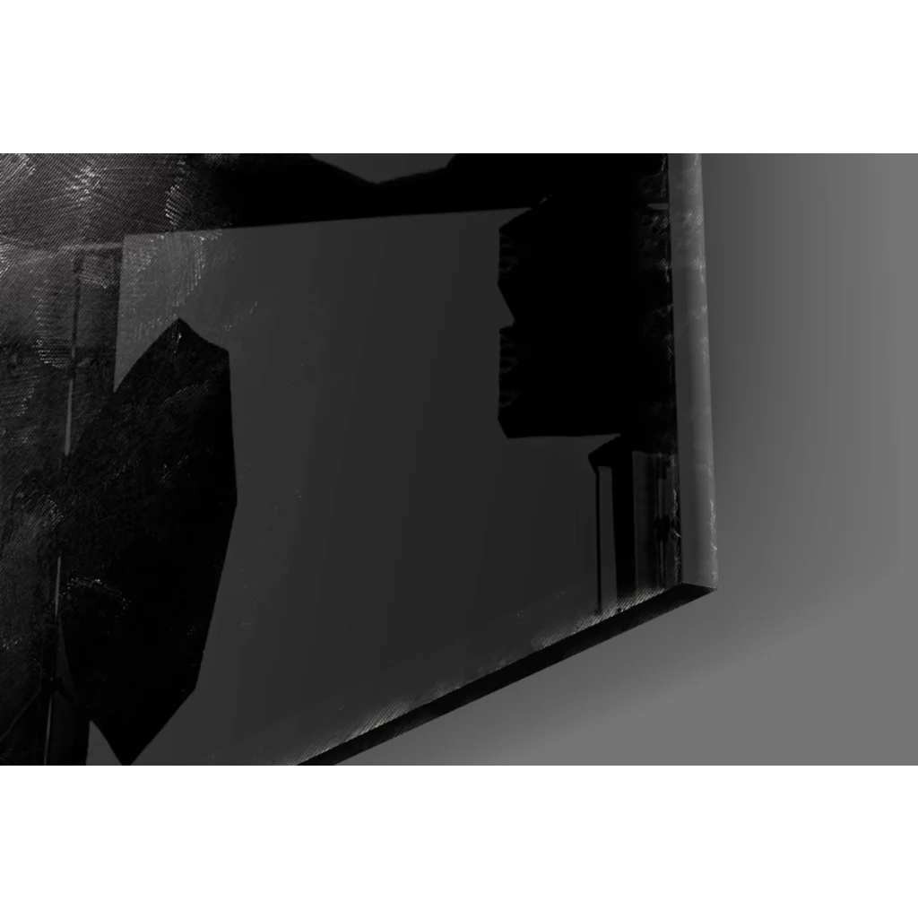 Sleek dark gray glass wall art mirror with reflective surface