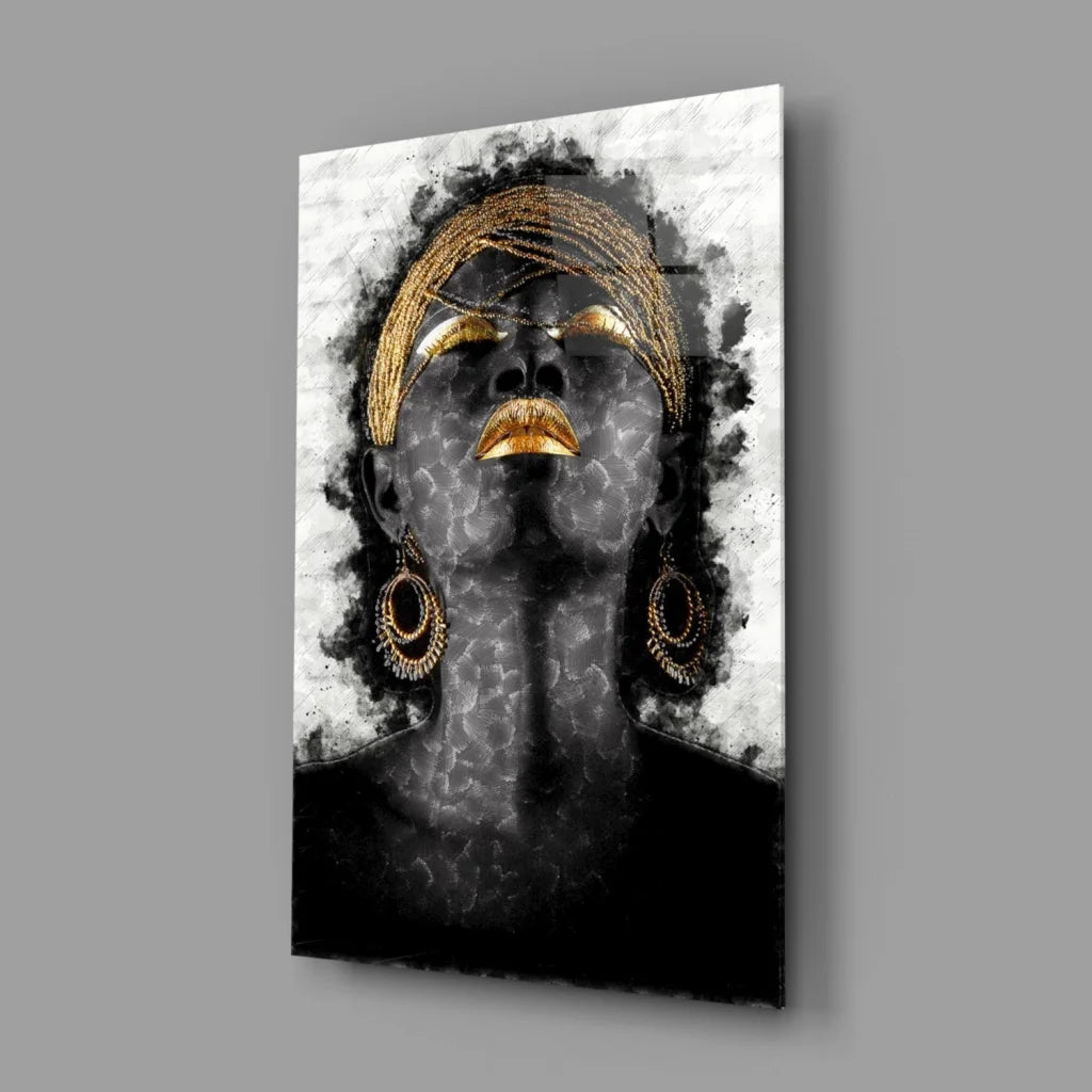 Golden Goddess black and gold abstract woman portrait wall art canvas