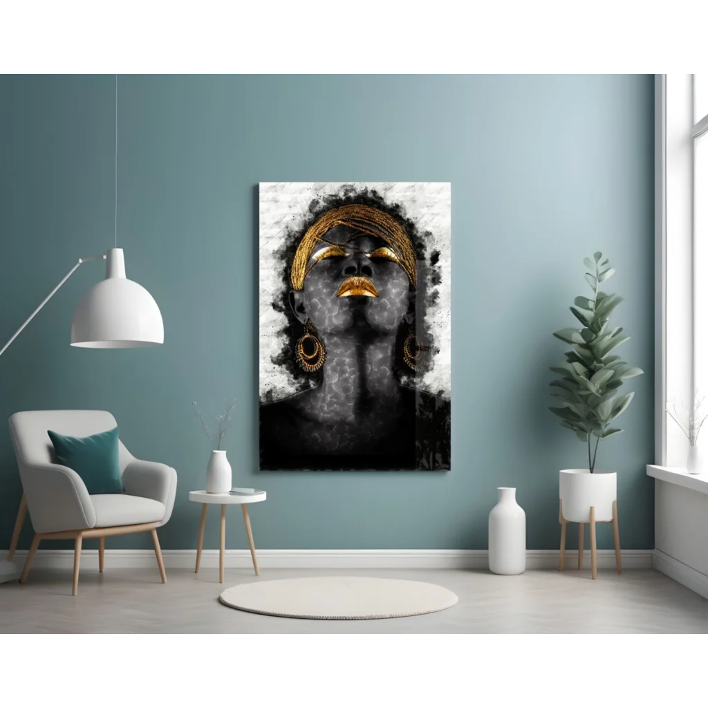 Golden Goddess black and gold abstract woman wall art canvas