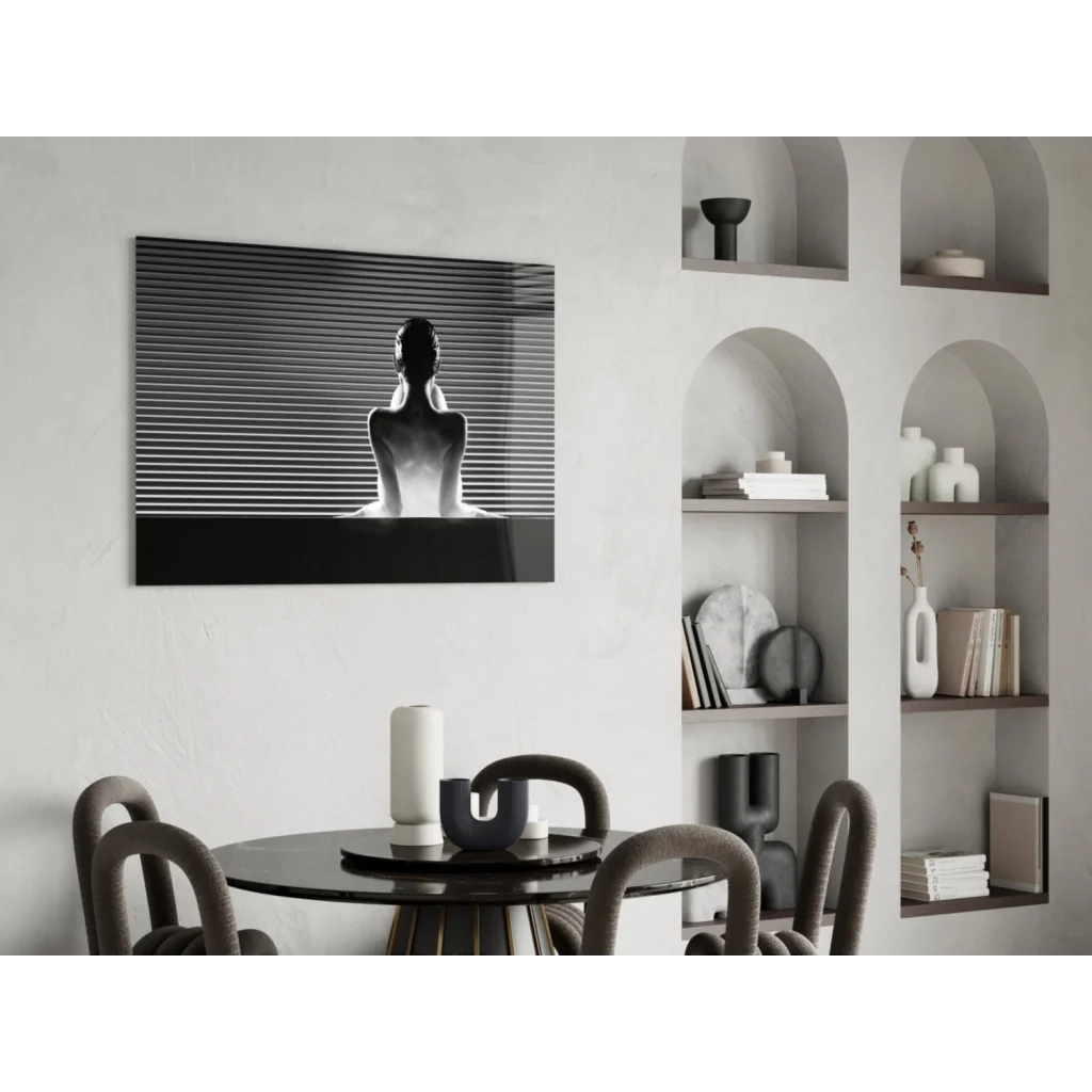 Ballerina silhouette wall art: black and white minimalist canvas print