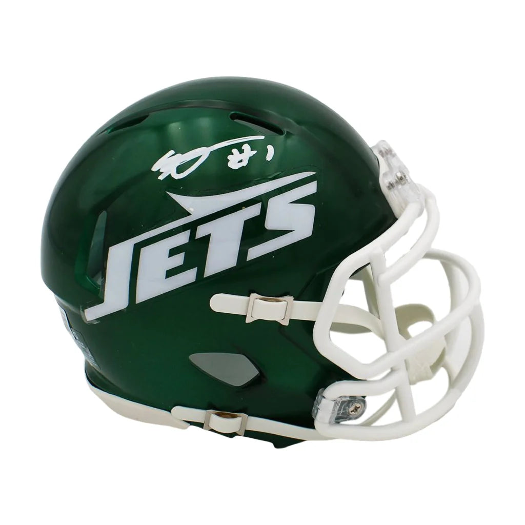 Ahmad Sauce Gardner signed green New York Jets mini helmet