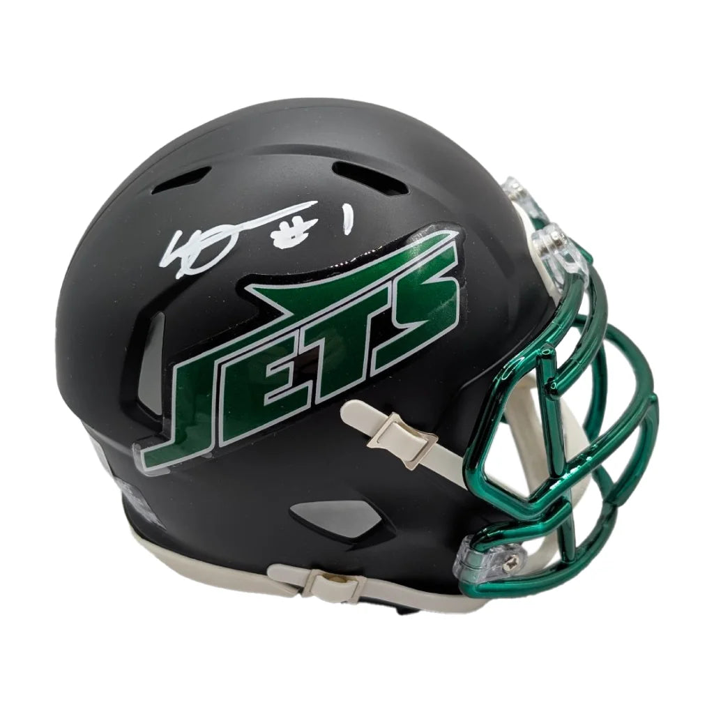 Ahmad Sauce Gardner signed York Jets alternate mini helmet with visor