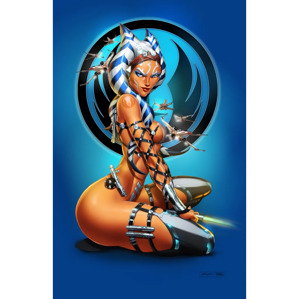 Ahsoka Tano brushed aluminum art print in dynamic pose