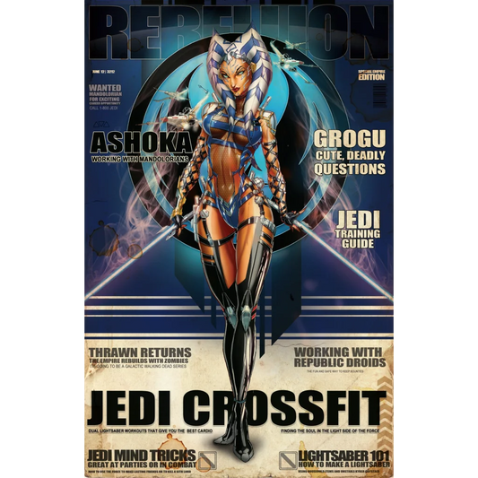 Ahsoka Tano glowing lightsabers brushed aluminum print