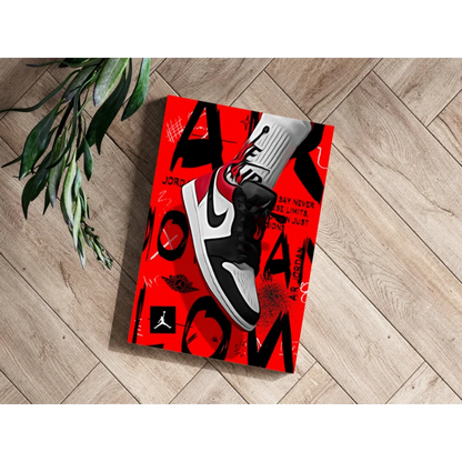 Air Jordan 1 Insigne Aluminum Prints Red Black White Sneaker Art | Modern Wall Art Decor | vintageantiquesgifts.com