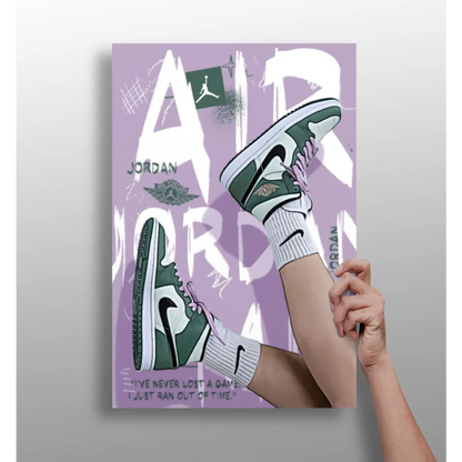 Green Jordan Sneakers Insigne Aluminum Print Purple Poster | Insigneart USA | vintageantiquesgifts.com
