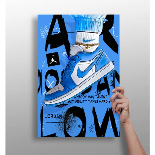 Blue Nike Air Jordan 1 Low sneaker in insigne aluminum prints wall art