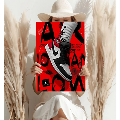 Air Jordan 1 Insigne Aluminum Prints Red Black White Sneaker Art | Contemporary Home Wall Art | vintageantiquesgifts.com