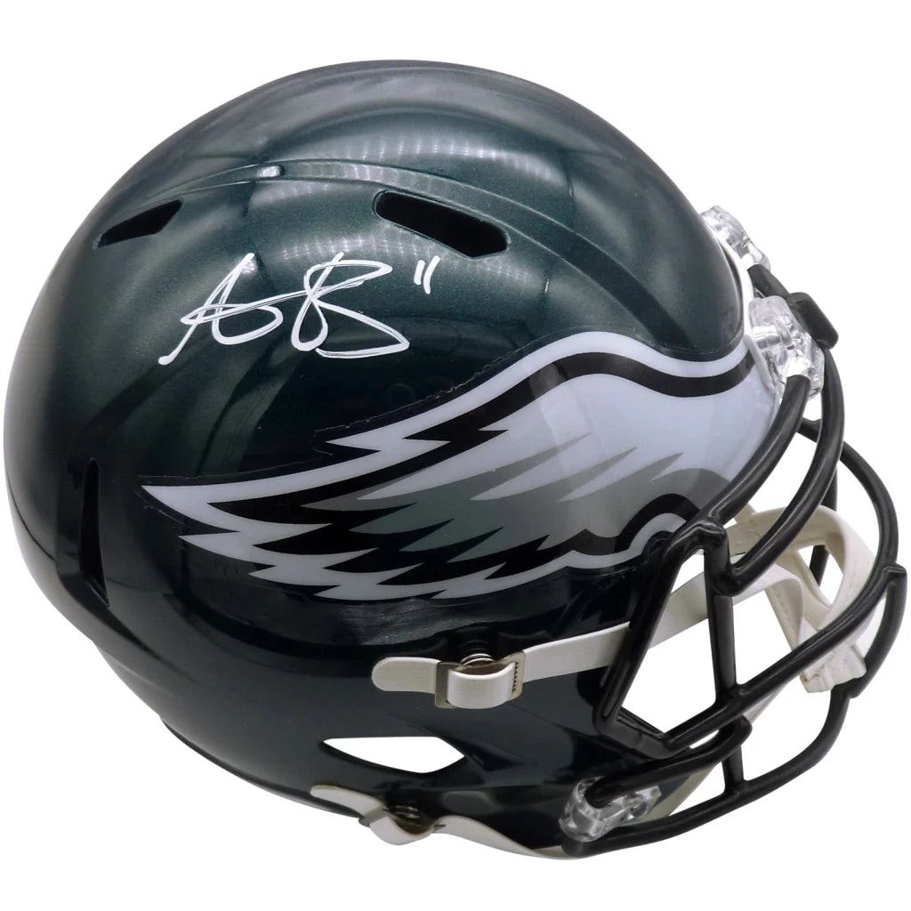 AJ Brown autographed Philadelphia Eagles replica helmet, private signing