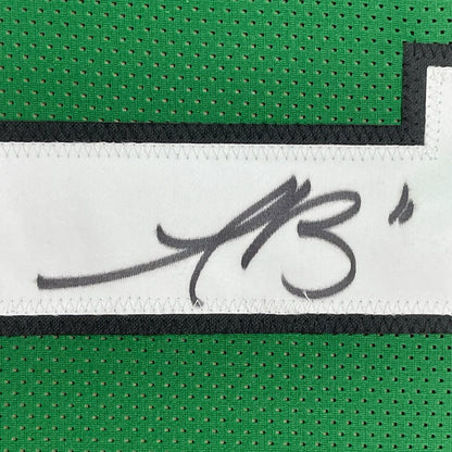 Framed AJ Brown signed Eagles green mesh jersey with photos
