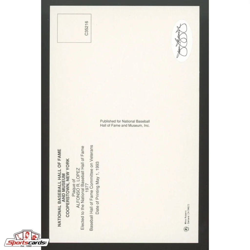 Al Lopez signed HOF postcard in black framed certificate