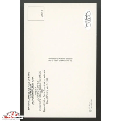 Al Lopez signed HOF postcard in black framed certificate