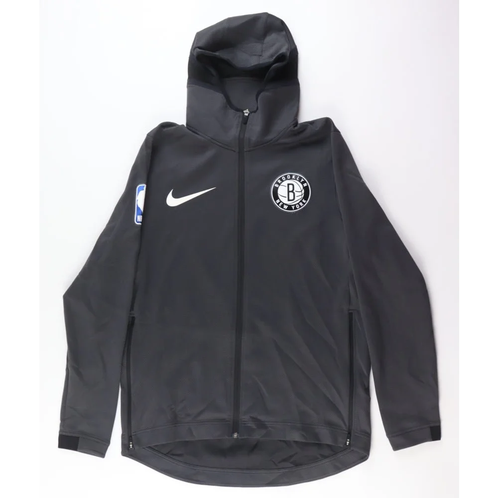 Black Brooklyn Nets Nike hooded warm-up jacket worn by Alan Williams game-used