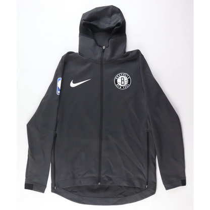 Black Brooklyn Nets Nike hooded warm-up jacket worn by Alan Williams game-used