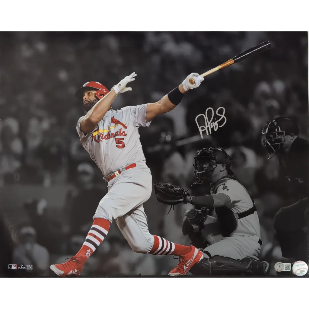 Albert Pujols Signed Baseball Bat Poster Beckett Authentication | Creative Sports | vintageantiquesgifts.com