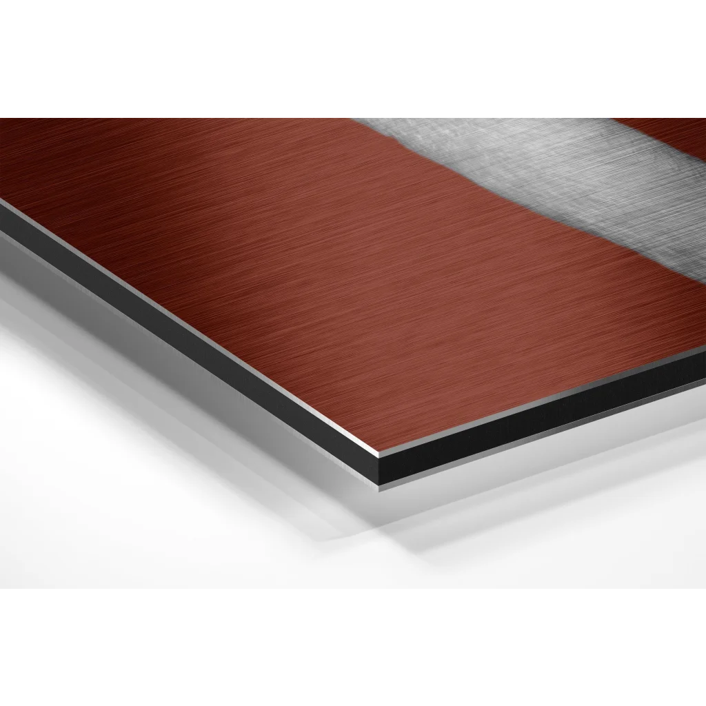 Stunning brushed aluminium dibond wall art panel in mahogany wood-grain finish