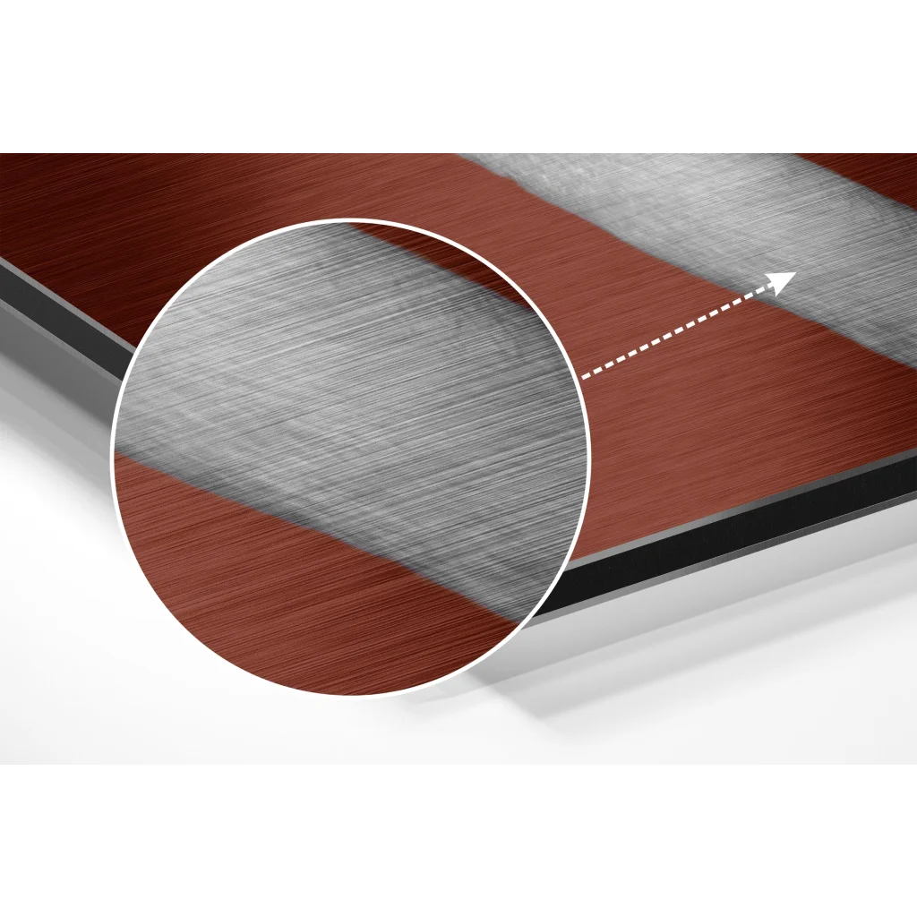 Stunning brushed aluminium dibond panel with wood grain and silver finish