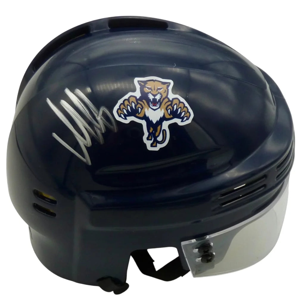 Aleksander Barkov autographed Florida Panthers navy mini hockey helmet