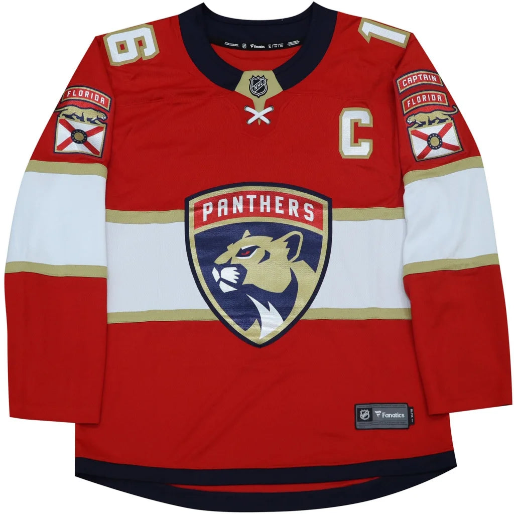 Autographed Florida Panthers red jersey with panther logo, captains C, limited edition