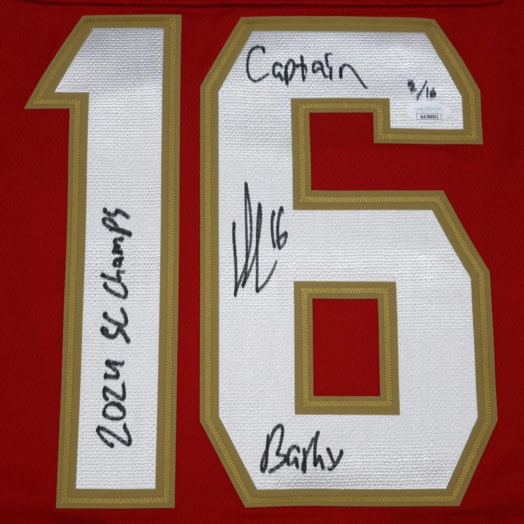 Autographed Florida Panthers Barkov captain jersey, #16 gold red accents