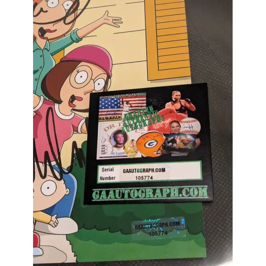 Certificate of authenticity with holographic sticker for Alex Borstein Mila Kunis Family Guy collectible