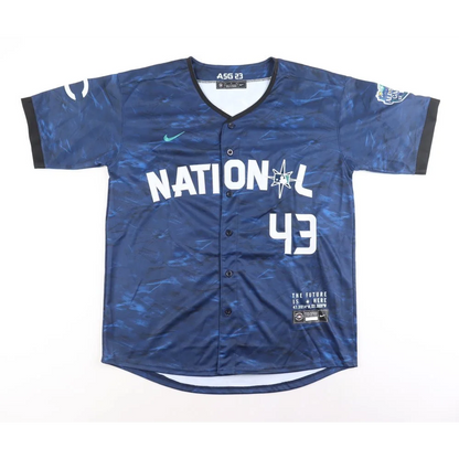 Dark blue Cincinnati Reds jersey with white numbers, Alexis Diaz signed, perfect for Reds fans