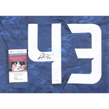 Alexis Diaz signed Cincinnati Reds blue jersey with white 43 and black autograph