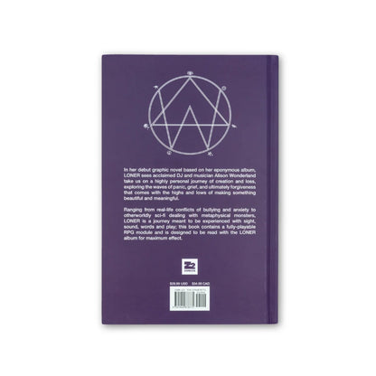 Purple graphic novel with geometric design from Alison Wonderland Loner series featuring Sridhar Reddy and Alex Heywood