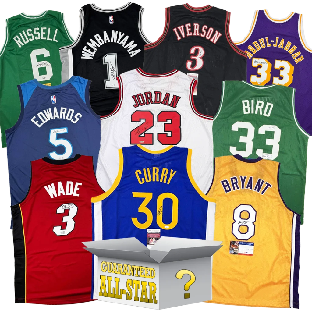 All-Star Autographed Basketball Jersey Mystery Box with PSA JSA or Beckett COA | Hall of Fame Sports Memorabilia | vintageantiquesgifts.com