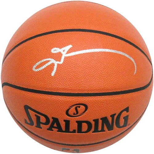 Allen Iverson autographed orange Spalding NBA basketball with black seams and white signature by Beckett certification