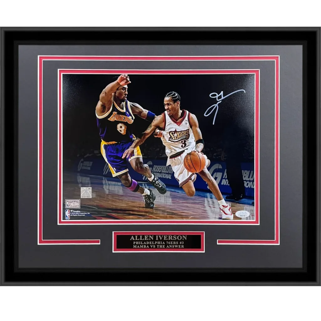 Allen Iverson autographed deluxe framed photo vs Kobe Bryant