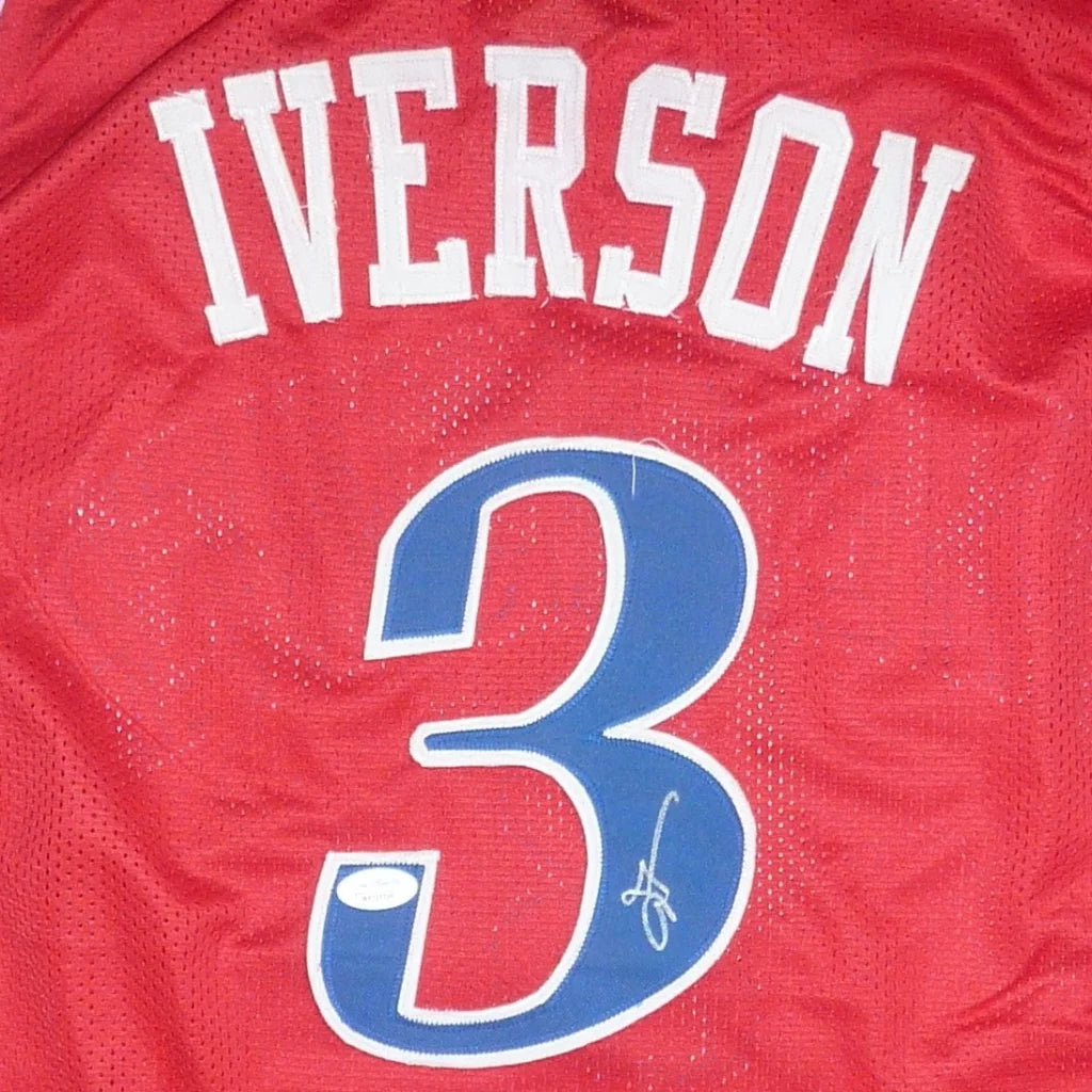 Allen Iverson autographed red stitched jersey #3 private signing back