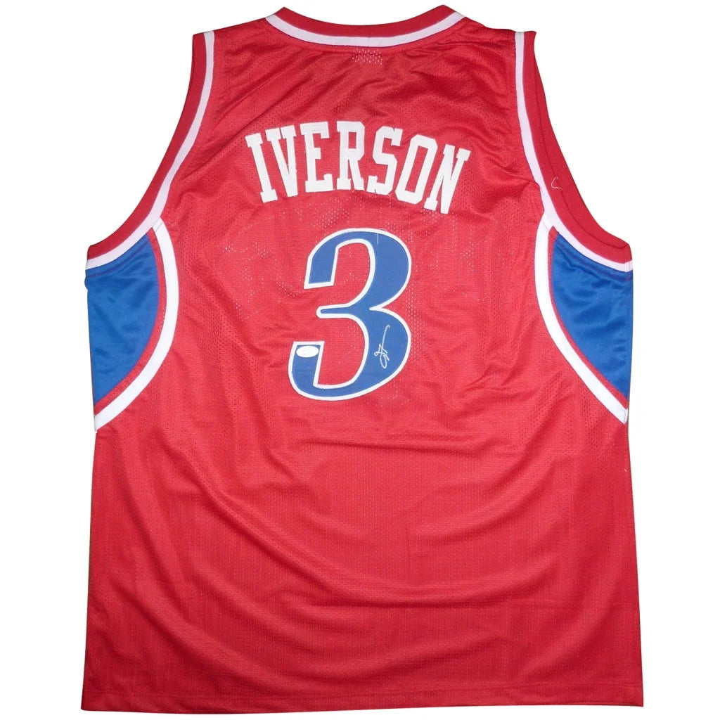 Allen Iverson autographed red #3 stitched jersey from private signing