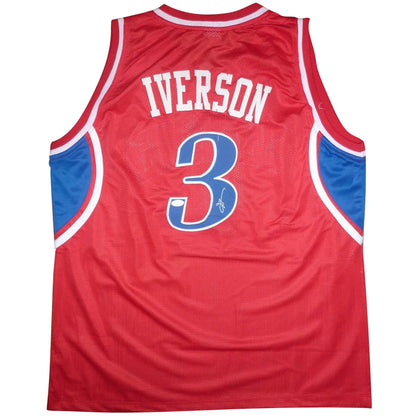Allen Iverson autographed red #3 stitched jersey from private signing